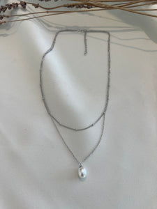 Double Silver & Pearl Necklace