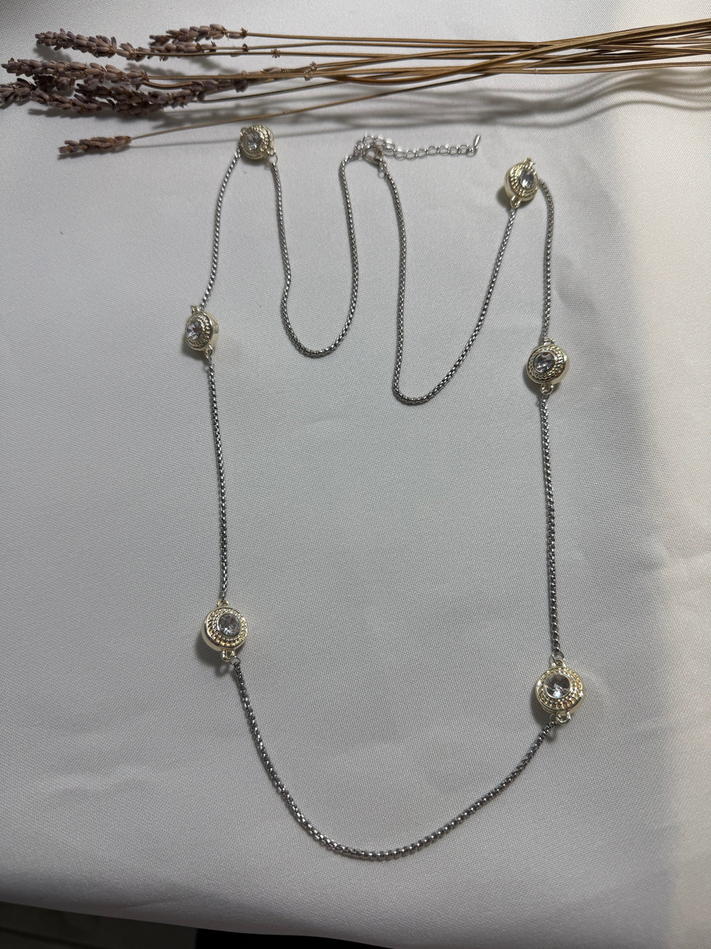 Long Two Tone Round Necklace