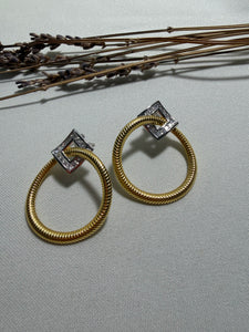 Two Tone Studded Earrings