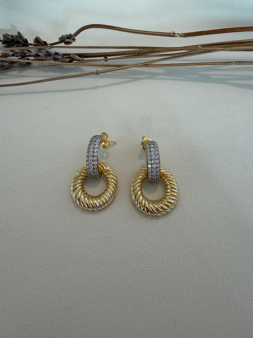 Two Tone Studded Earrings