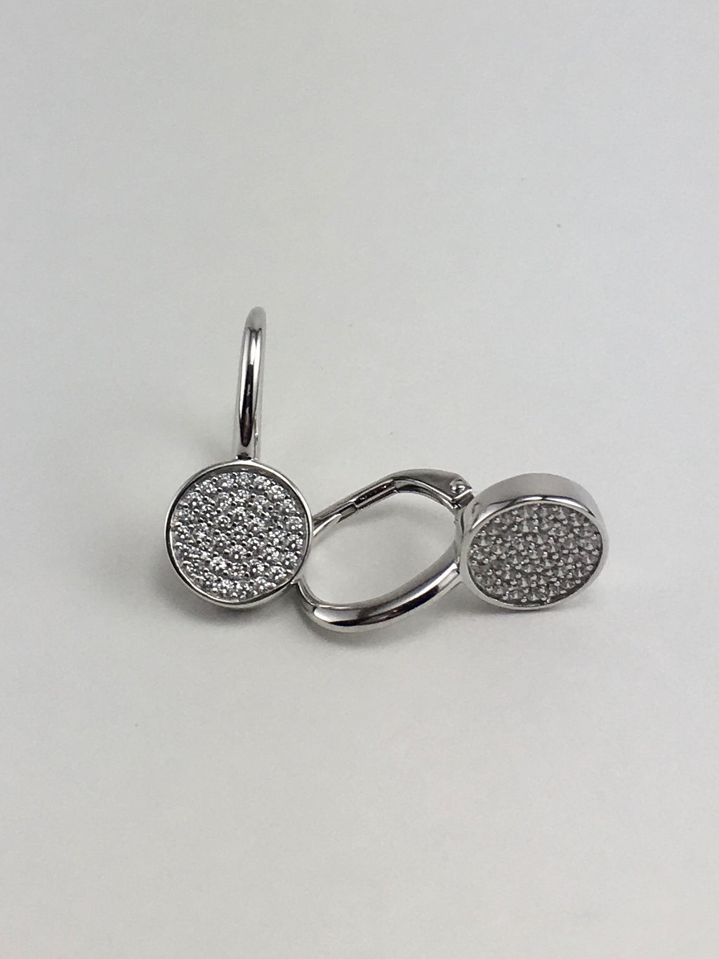 Round Pave White Earrings