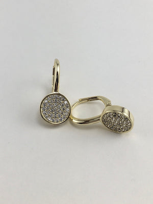 Round Pave Yellow Earrings
